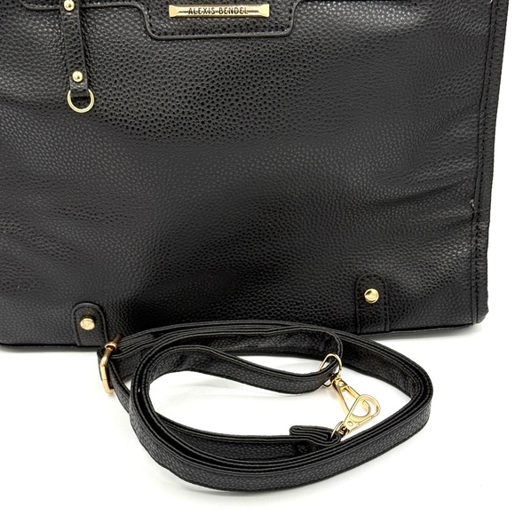 Alexis Bendel Black Faux Pebbled Leather Tote & Crossbody - Like New! - Picture 4 of 16